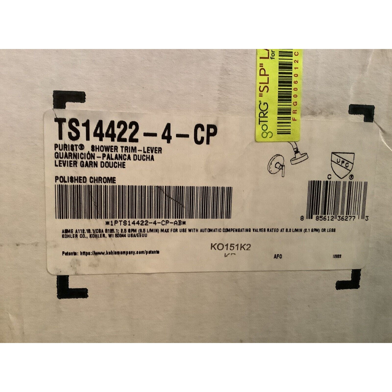 Kohler TS14422-4-CP Rite-Temp Shower Trim Kit with Lever Handle -Polished Chrome