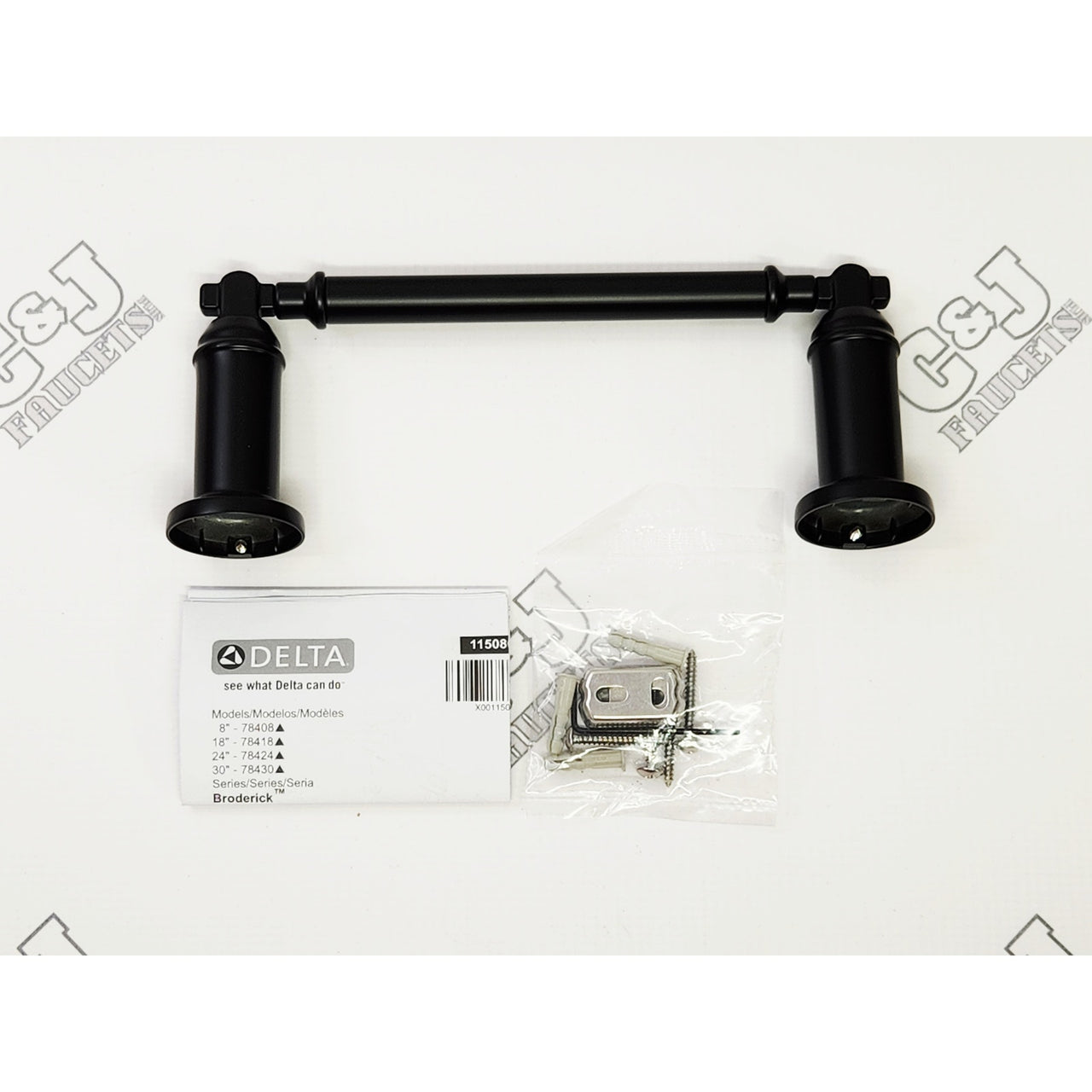 Delta 78408-BL Broderick Wall Mounted 8" Towel Bar - Matte Black