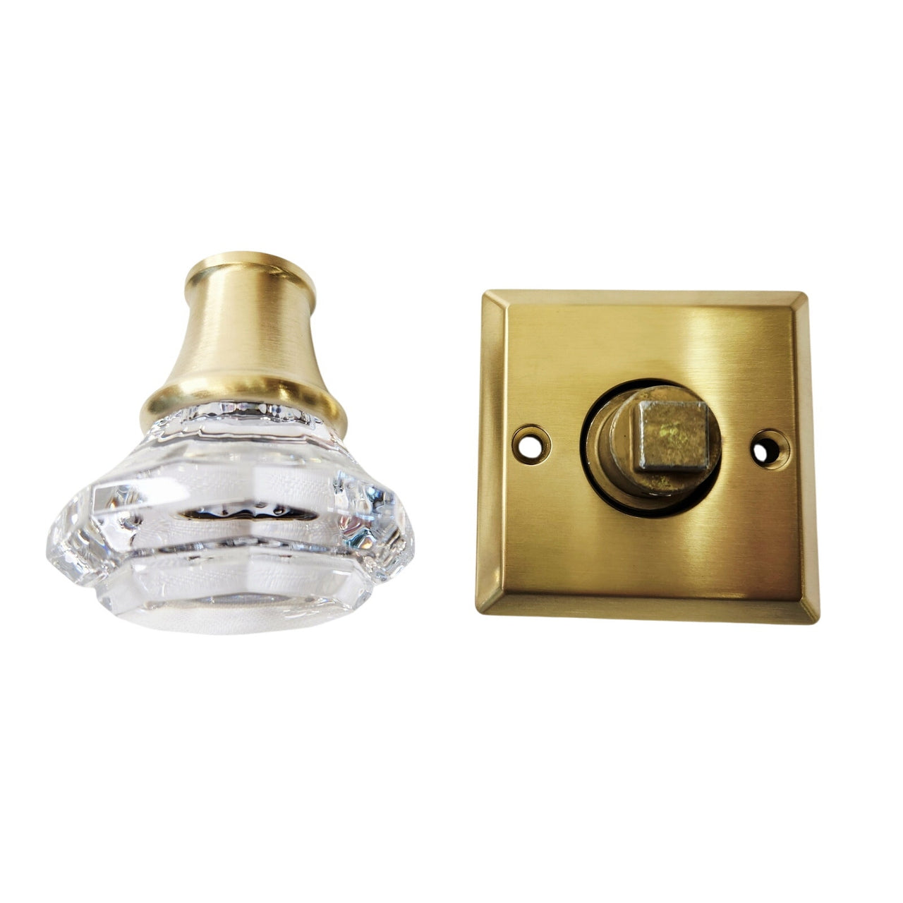 Baldwin HD.CRY.TSR.044 Crystal Square Rose Half Dummy Knob - Satin Brass