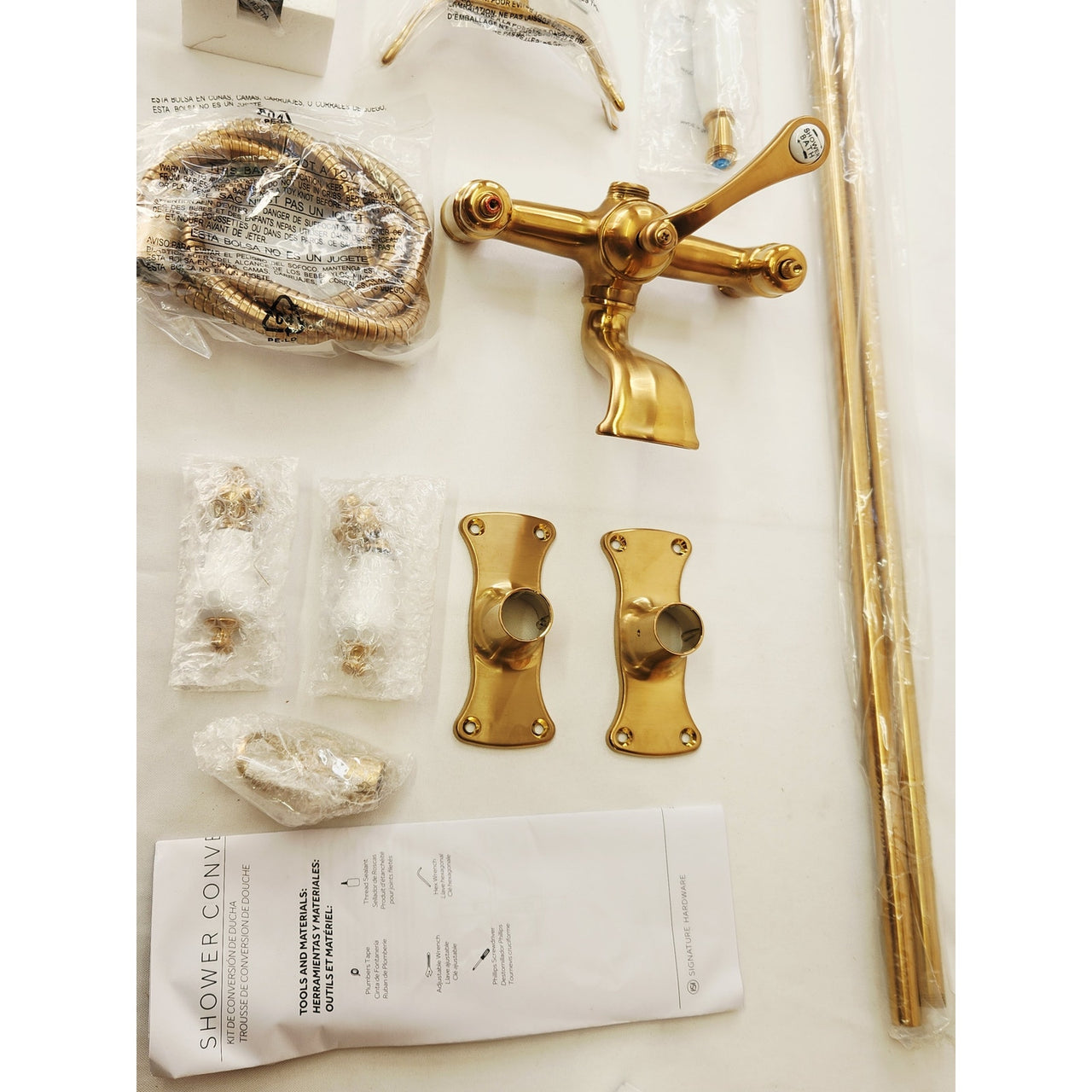 Signature Hardware 483852 English Rim Mount Tub/Shower Conversion - Brushed Gold