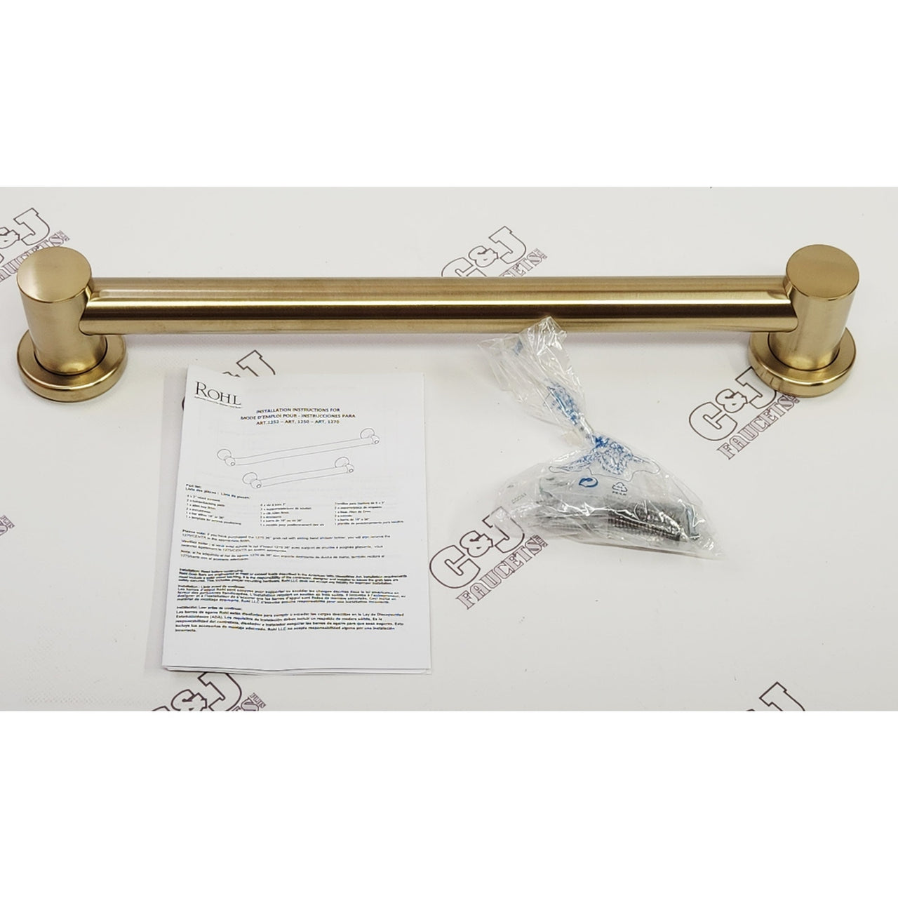 Rohl 1265AG Lombardia 18" Bathroom Grab Bar - Antique Gold