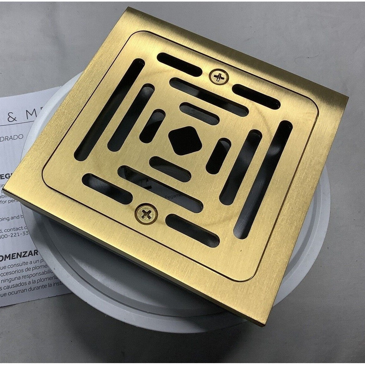 Signature Hardware 479111 Adelphi 4-1/2" Square Shower Drain - Brushed Gold