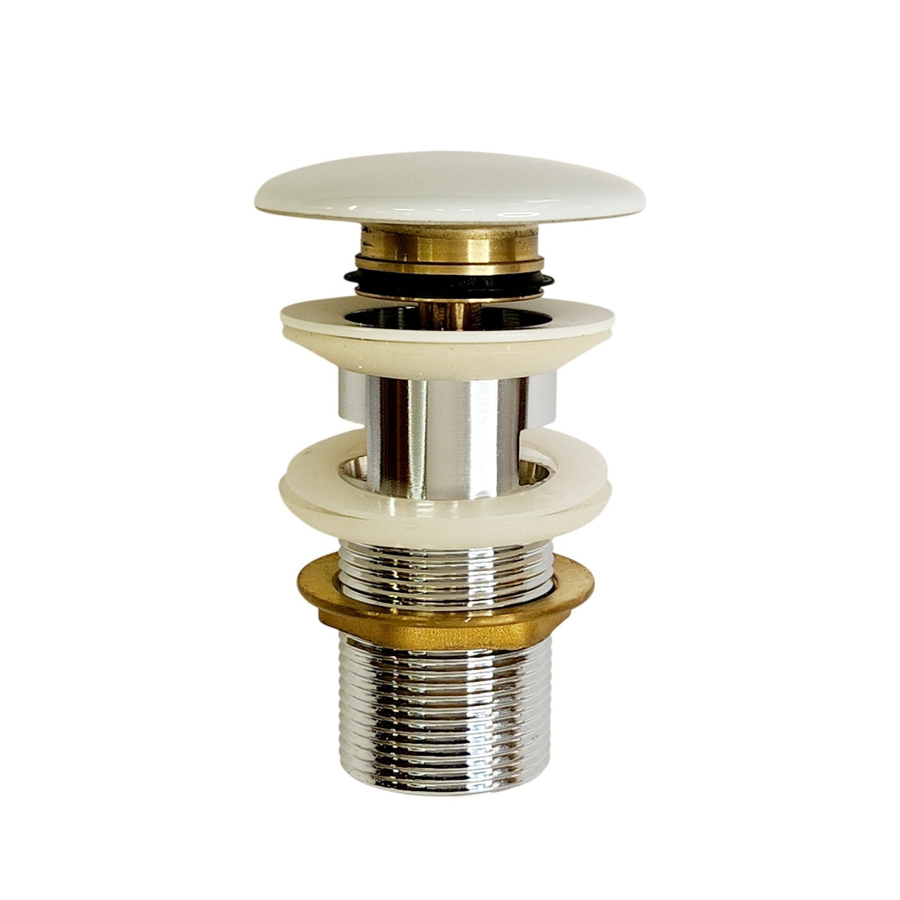 ALFI AB8056-W Ceramic Mushroom Top Pop Up Drain for Sinks with Overflow - White