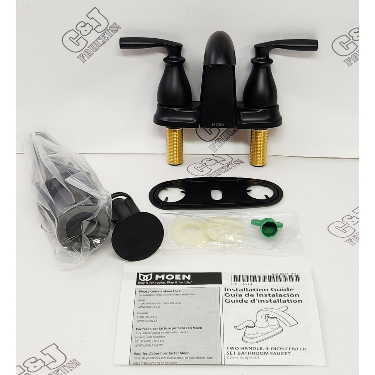 Moen 84532BL Hilliard 1.2 GPM Centerset Bathroom Faucet - Matte Black