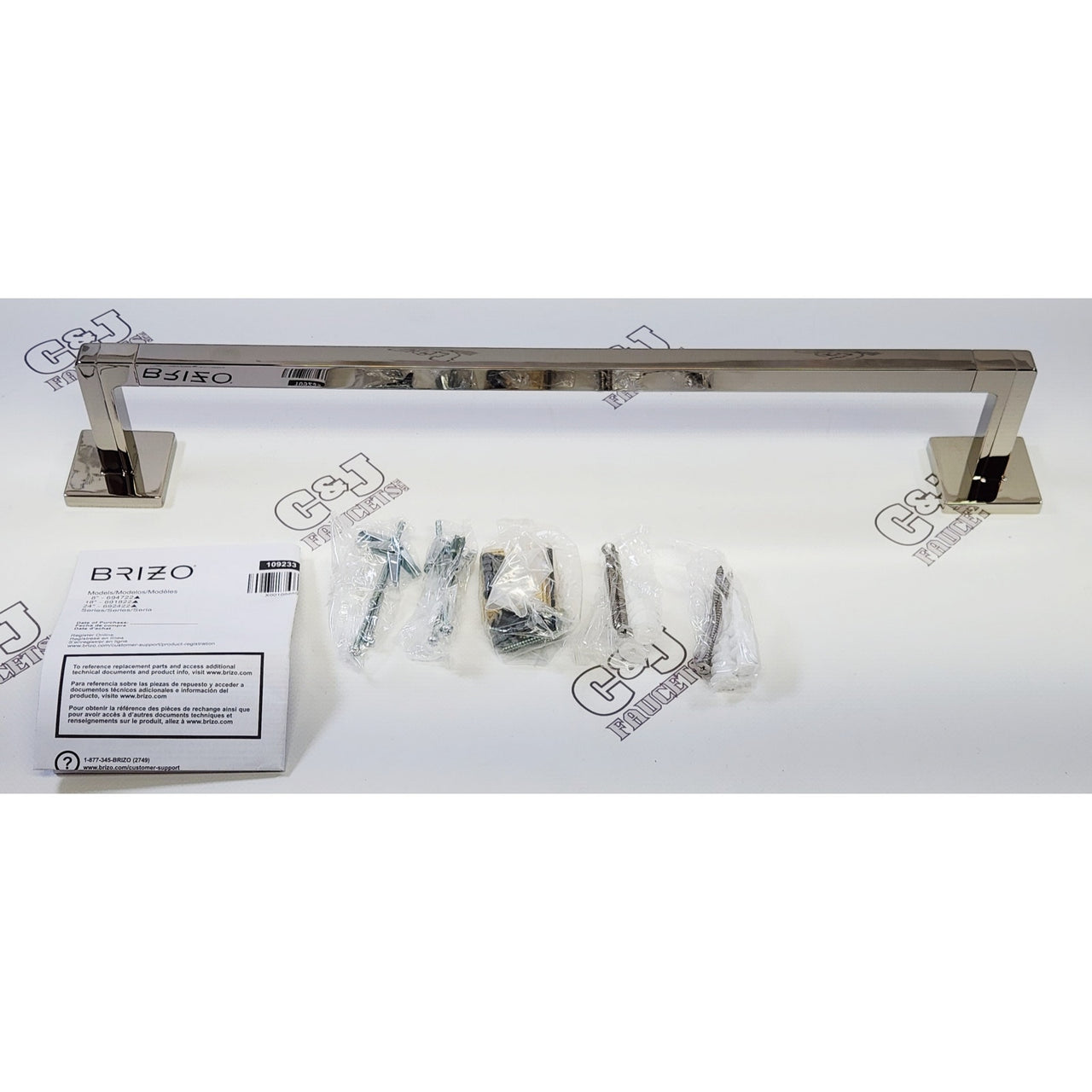 Brizo 691822-PN Frank Lloyd Wright 18" Wall Mount Towel Bar - Polished Nickel