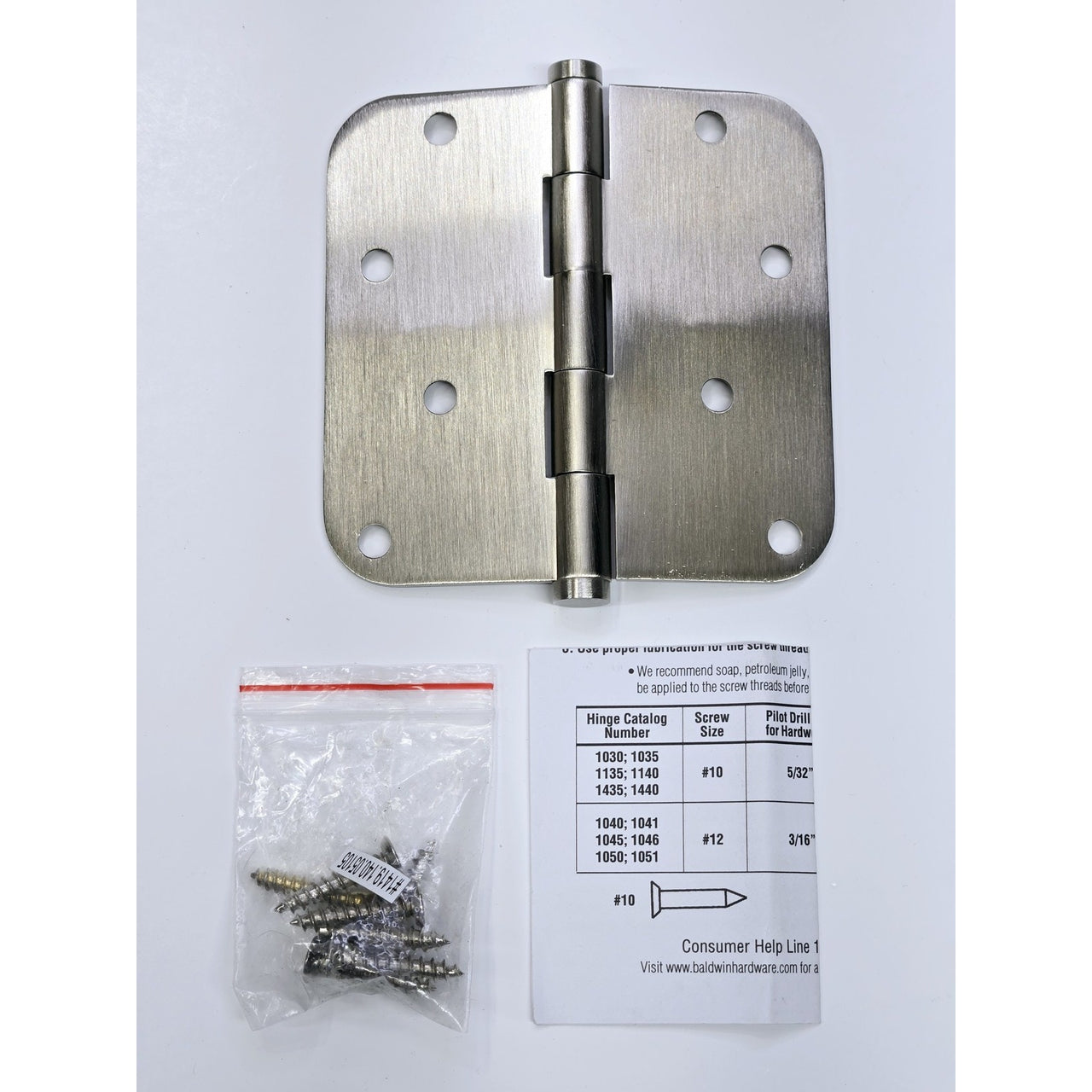 Baldwin Hardware 1140.056.I Estate Brass 5/8" Radius Corner Hinge - Satin Nickel