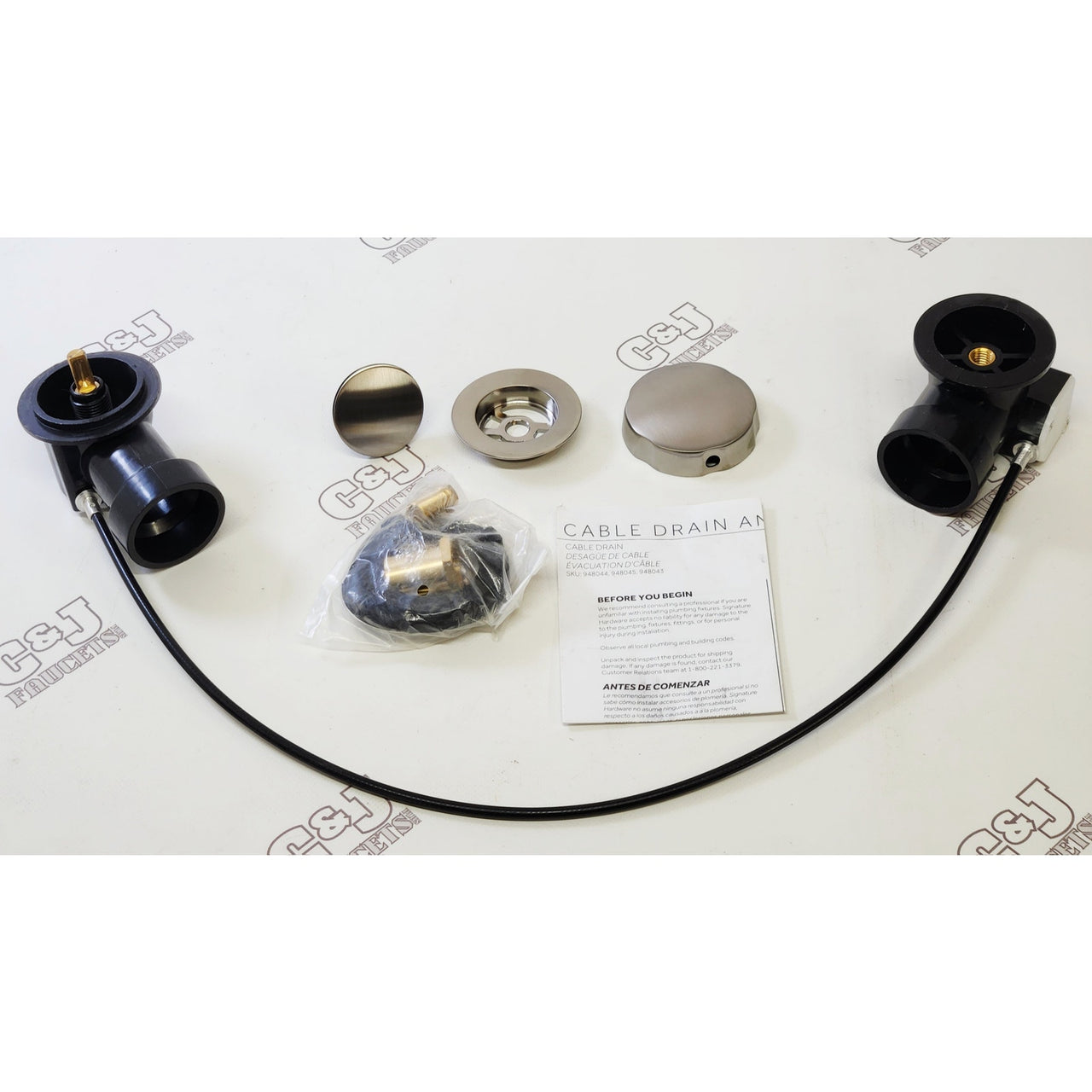 Signature Hardware 446725 22" ABS Cable Tub Waste Drain - Brushed Nickel