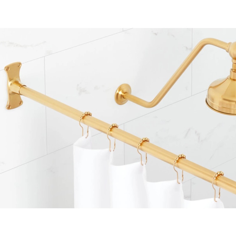 Signature Hardware 466514 48" Straight Brass Shower Rod - Brushed Gold