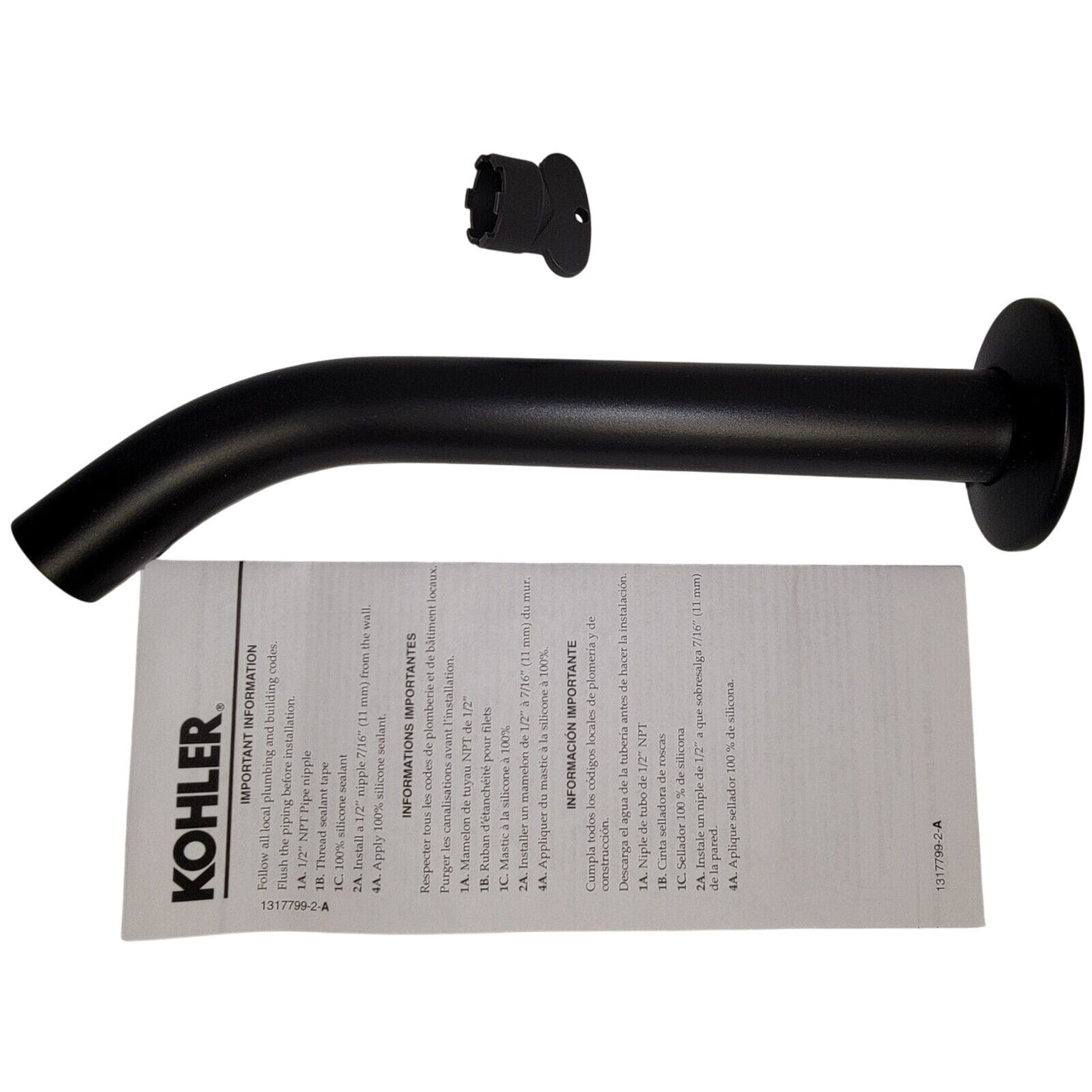 Kohler 77999-BL Components Wall-Mount Tub Spout - Matte Black