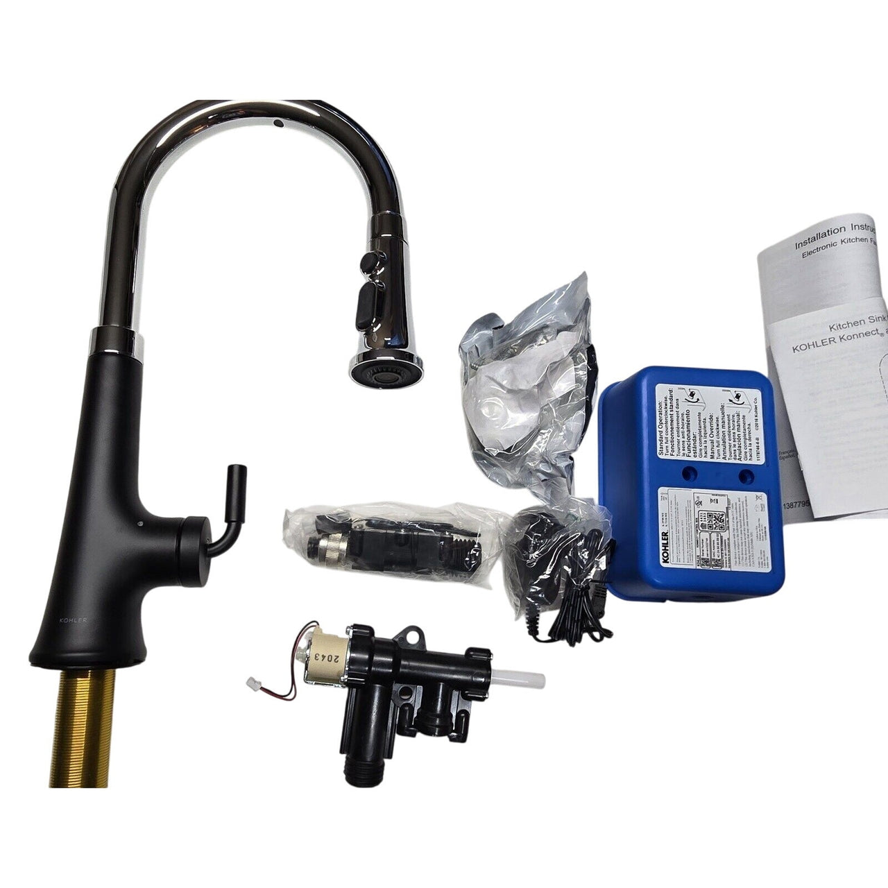 Kohler 23766-WB-CBL Tone Touchless Kitchen Faucet w/Kohler Konnect -Chrome/Black