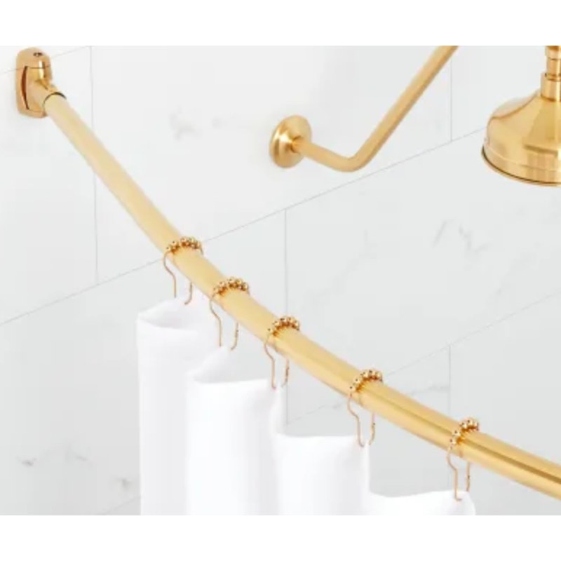 Signature Hardware 466763 66" Curved Brass Shower Rod - Brushed Gold