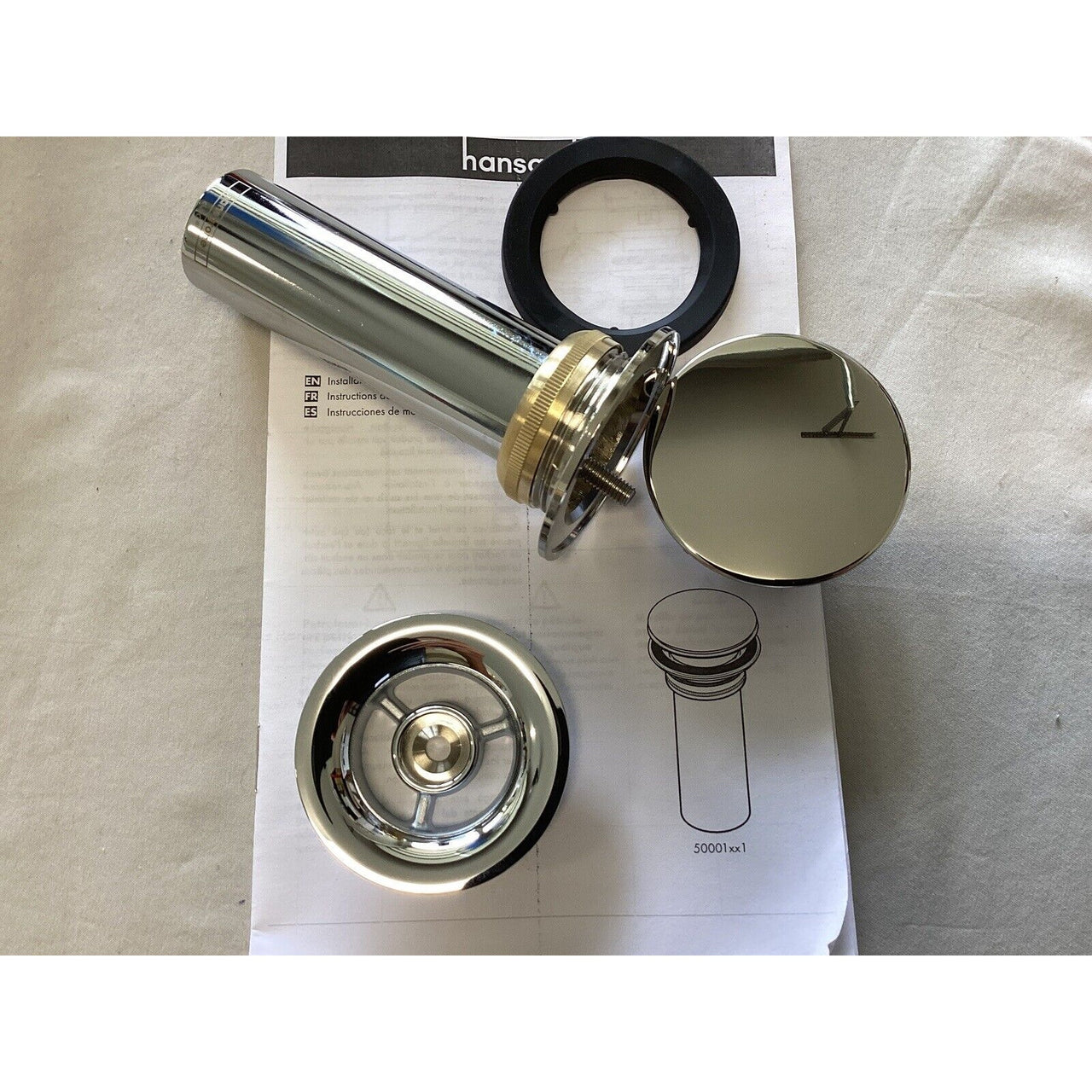 hansgrohe 50001001 Replacement 3-inch Sink Drain, No Overflow - Chrome