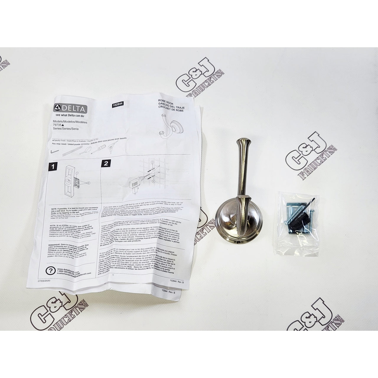 Delta 79735-SS Cassidy Wall Mount Double Robe Hook - Brilliance Stainless