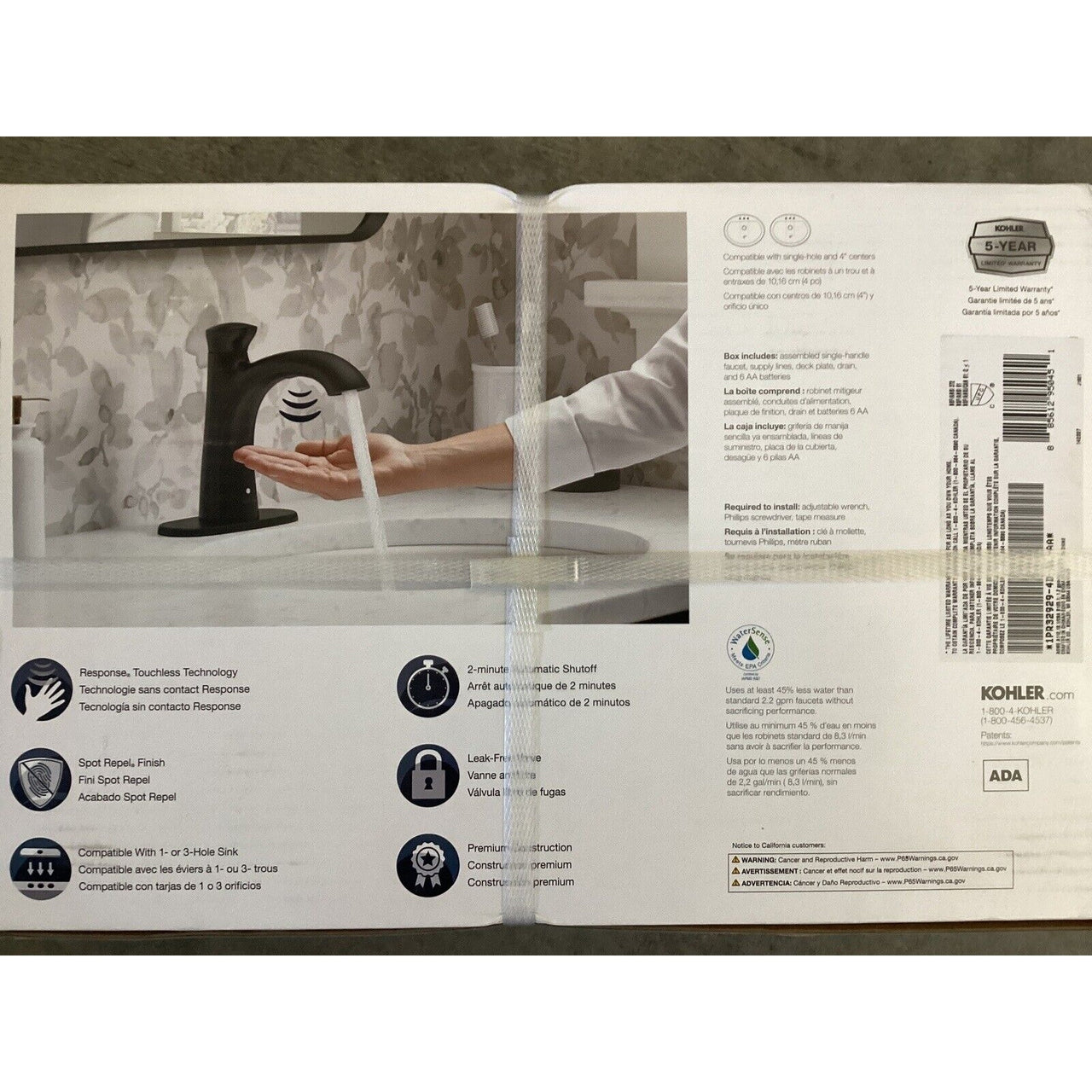 Kohler R32929-4D-BL Willamette Touchless Bathroom Faucet - Matte Black