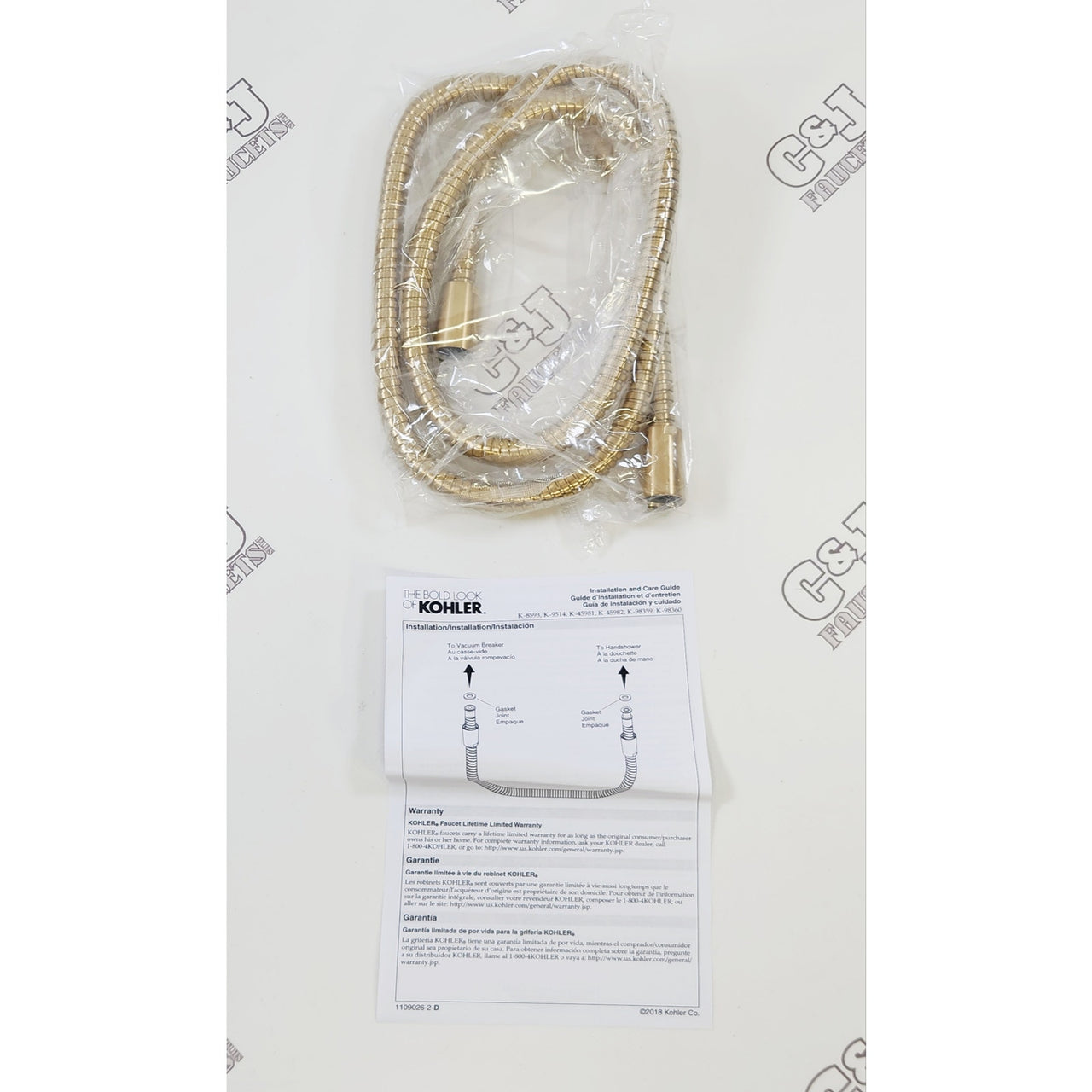 Kohler 9514-2MB MasterShower 60" Metal Hand Shower Hose - Brushed Moderne Brass