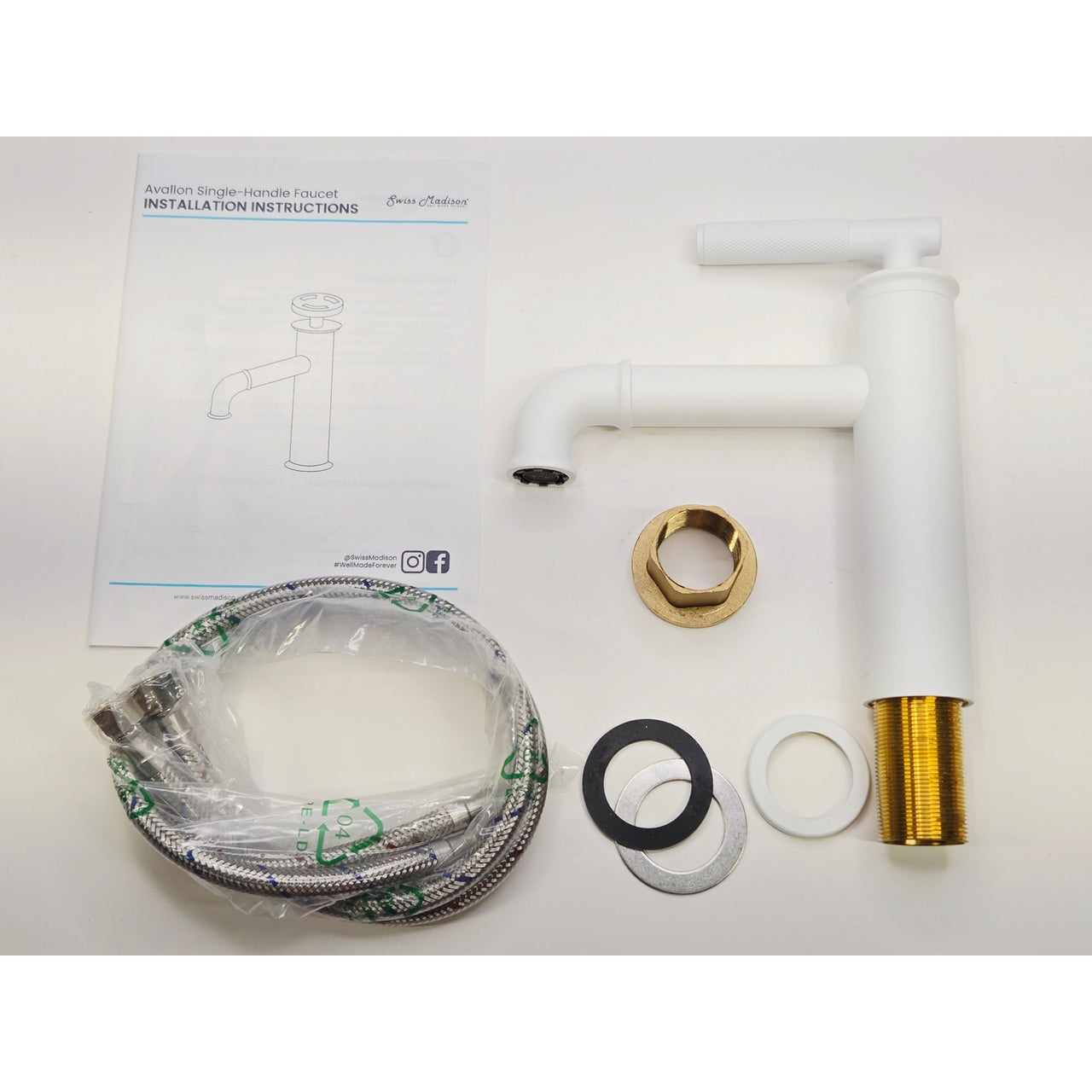 Swiss Madison SM-BF90MW Avallon 1.2 GPM Single Hole Bathroom Faucet -Matte White