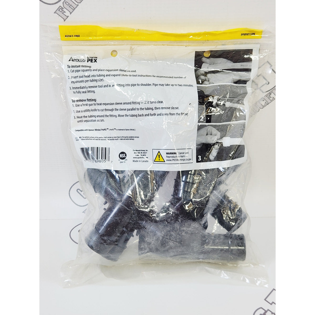 Apollo EPXPAT15PK 1/2" Plumbing Expansion PEX Barb Tee 5 Pack - Black