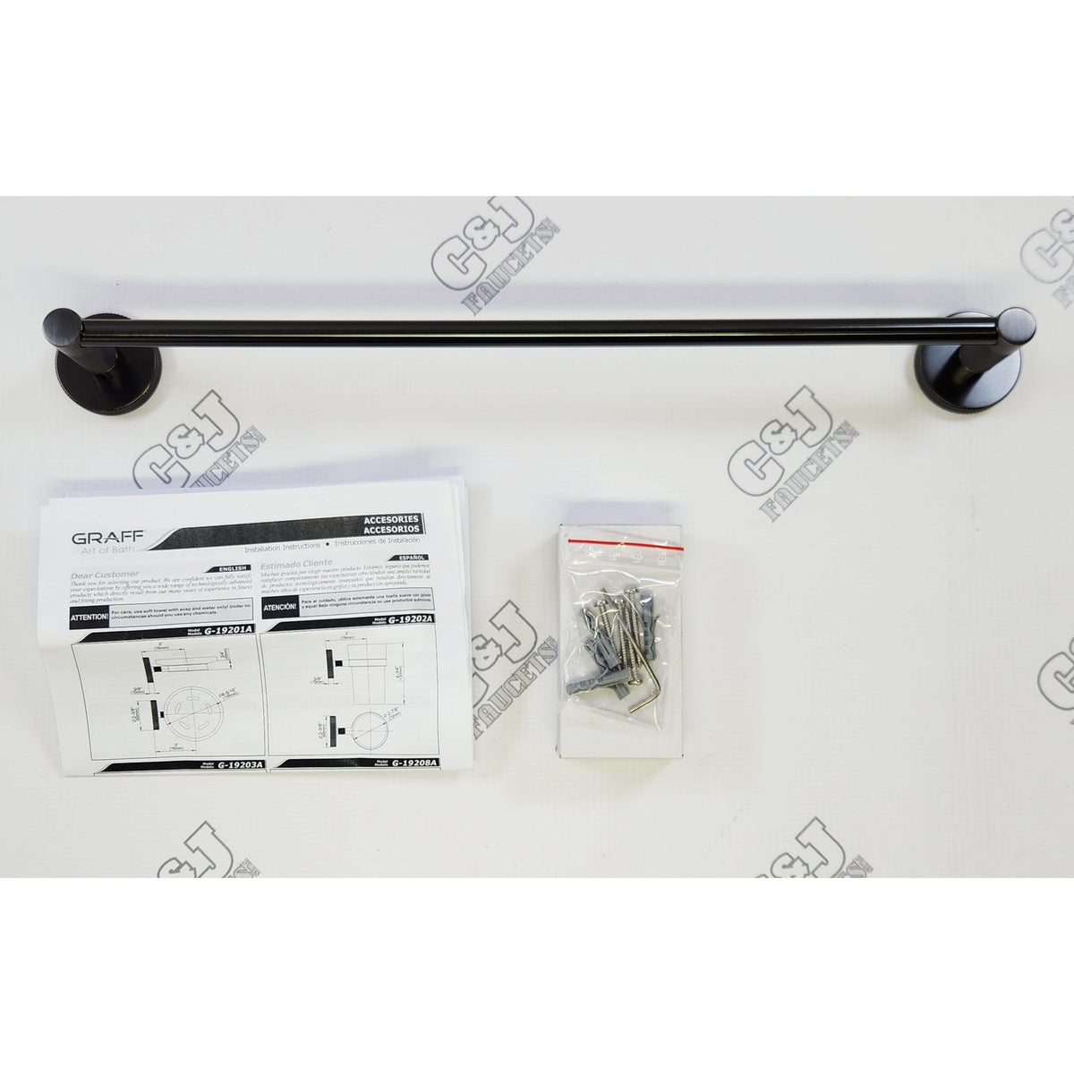Graff G-19209A-BOX Cameo 18" Bathroom Towel Bar - Brushed Onyx PVD