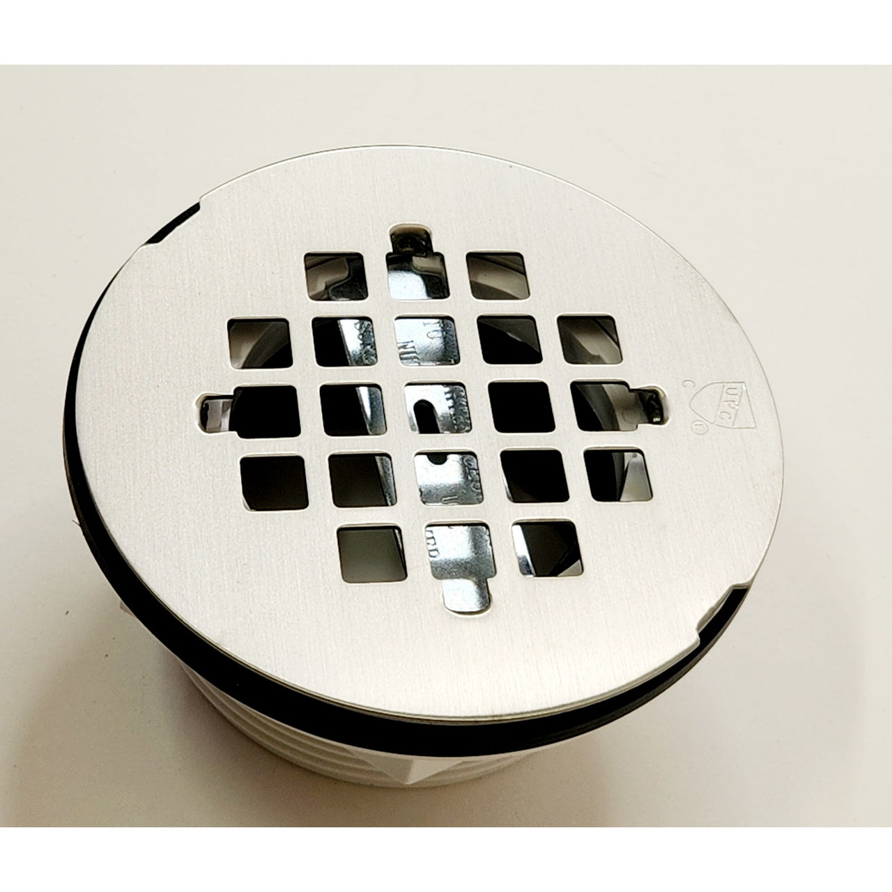 Westbrass D206P-07 Compression Shower Drain with Round Grid Cover - Satin Nickel