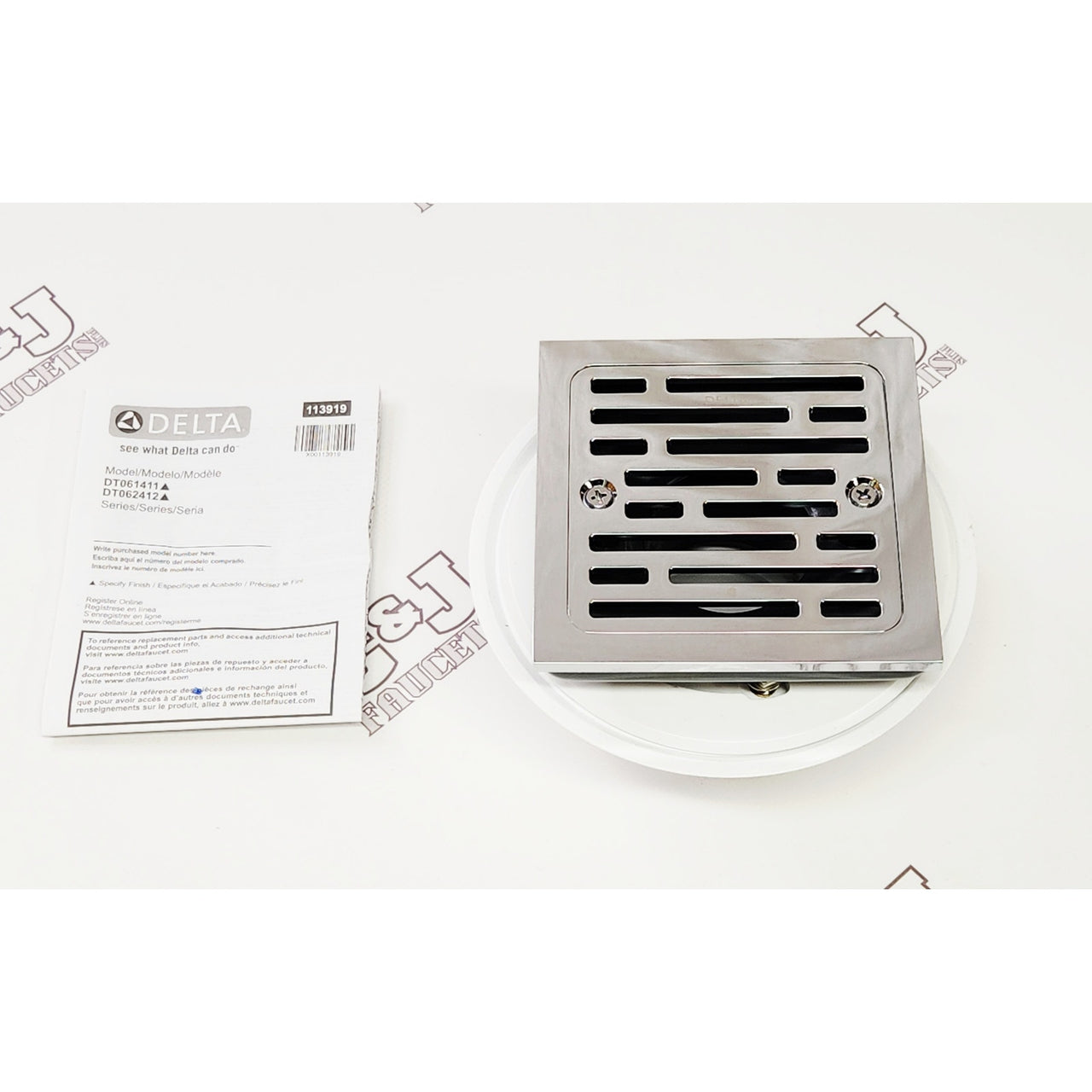Delta DT062412 4" Square Tile-In Bathroom Shower Drain - Chrome