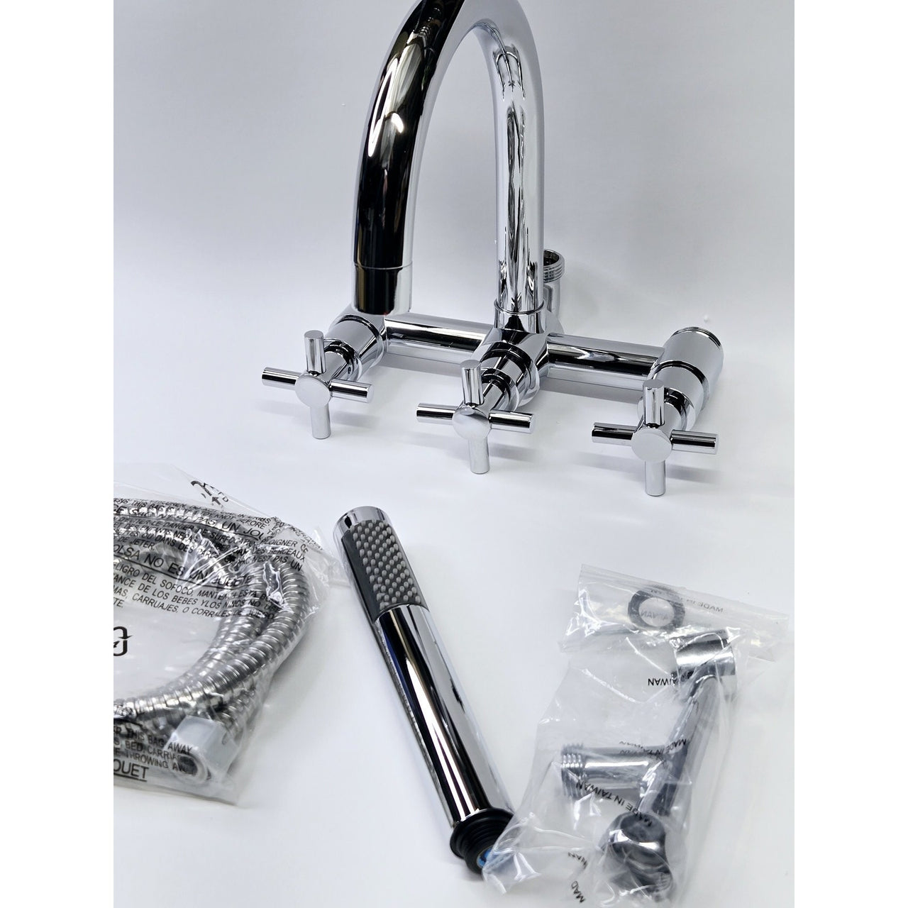 Signature Hardware 421680 Sebastian Deck-Mount Tub Faucet, Cross Handles -Chrome