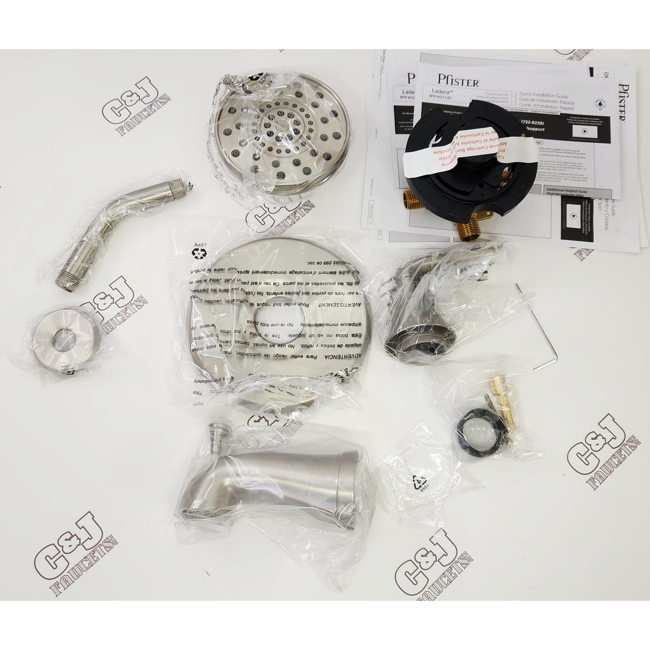 Pfister 8P8-WS2-LRSGS Ladera 3-Spray Tub and Shower Faucet - Brushed Nickel