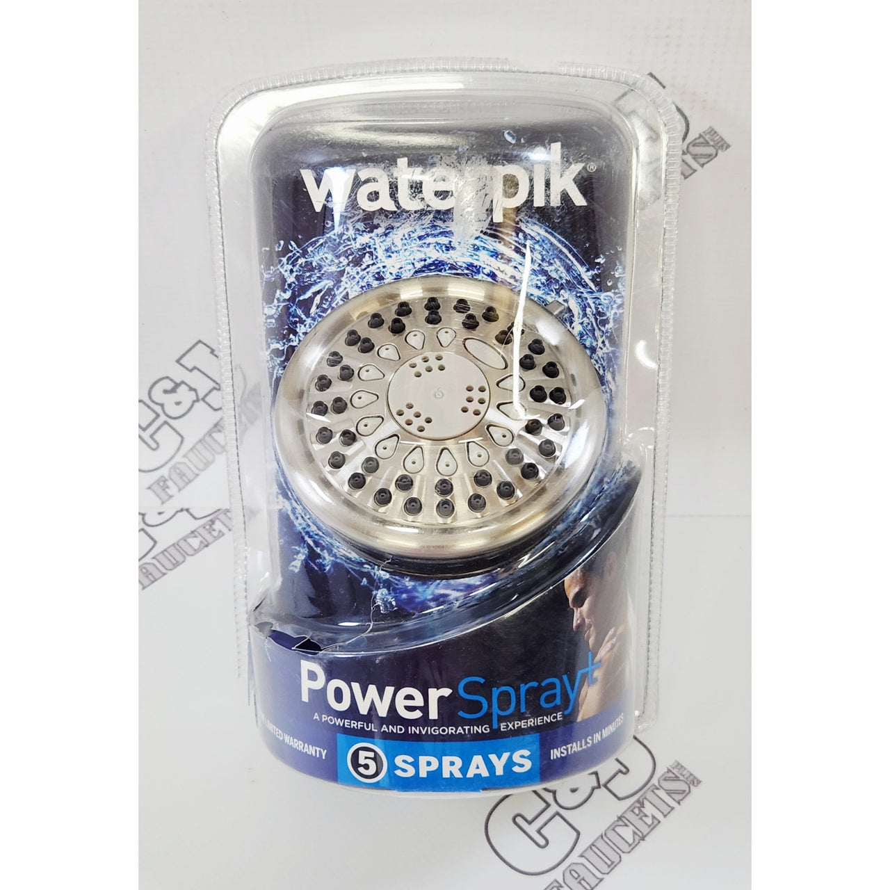 Waterpik TAV-529E PowerSpray+ 1.8 GPM 5 Spray Fixed Shower Head - Brushed Nickel