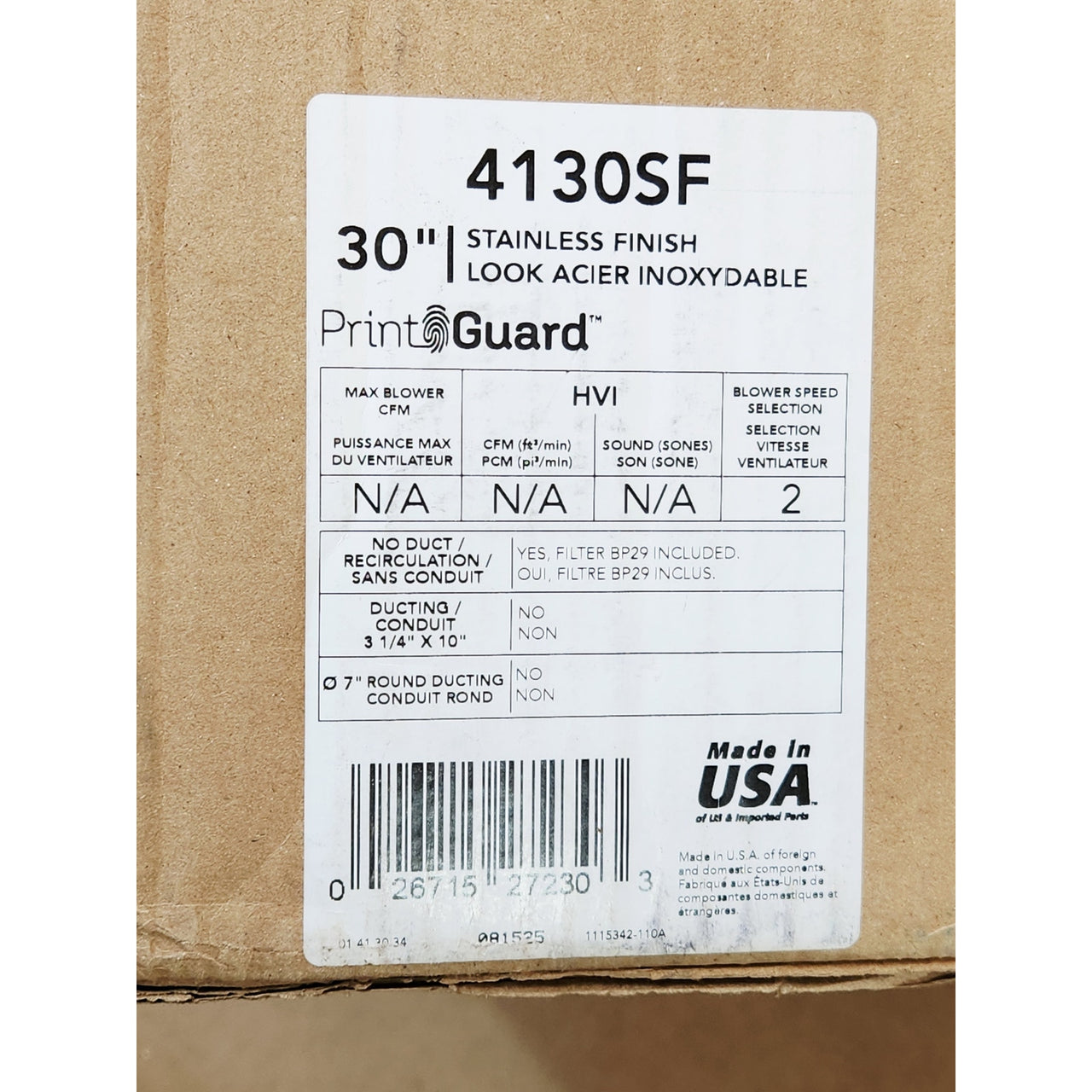 Broan 4130SF Economy 30"Steel Non Ducted Under Cabinet Range Hood-Stainless READ