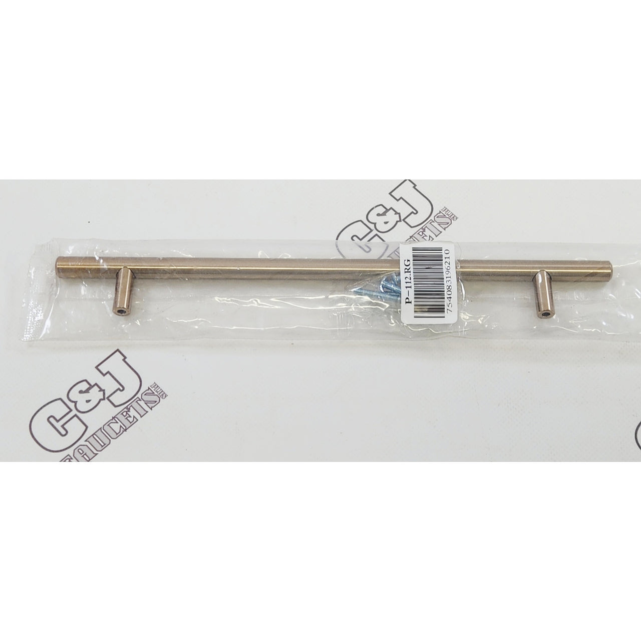 Pride Industrial P-112.RG 12" Bar Cabinet Pull, 9" C-C - Rose Gold