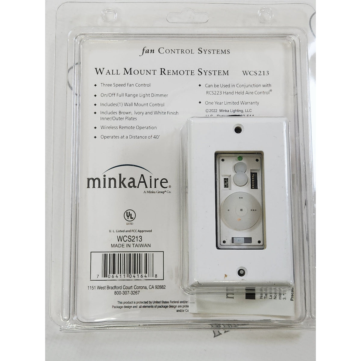 Minka-Aire WCS213 AireControl 3 Speed Wall Fan Control - White