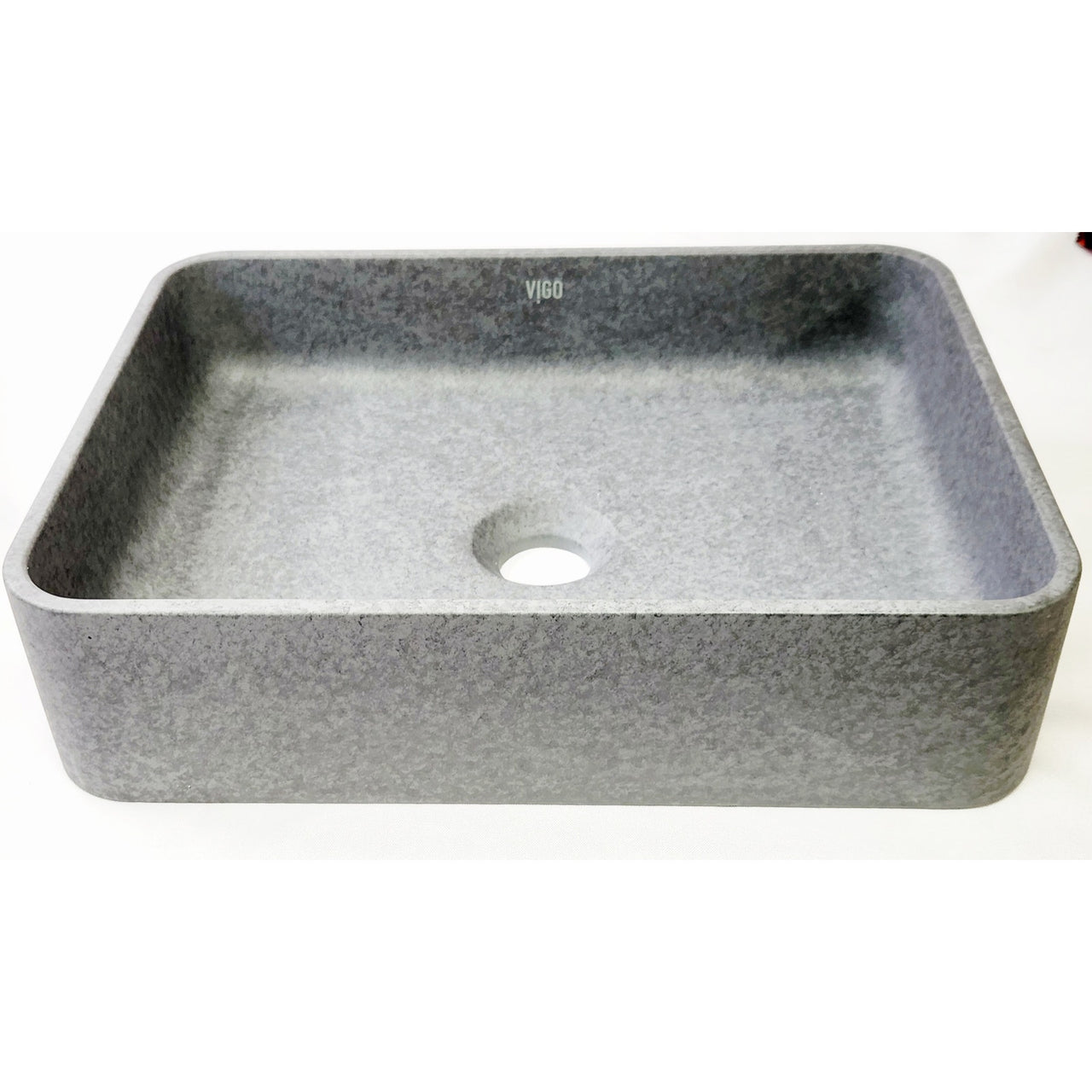 Vigo VG04064 Segovia Gothic Rectangular Concrete Vessel Bathroom Sink - Gray