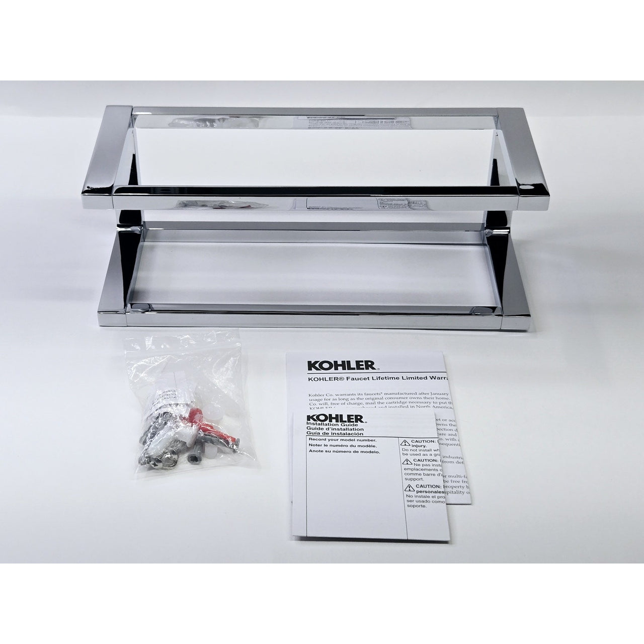 Kohler 27353-CP Draft 12" Dual Purpose Towel Rack/Shelf Frame - Polished Chrome