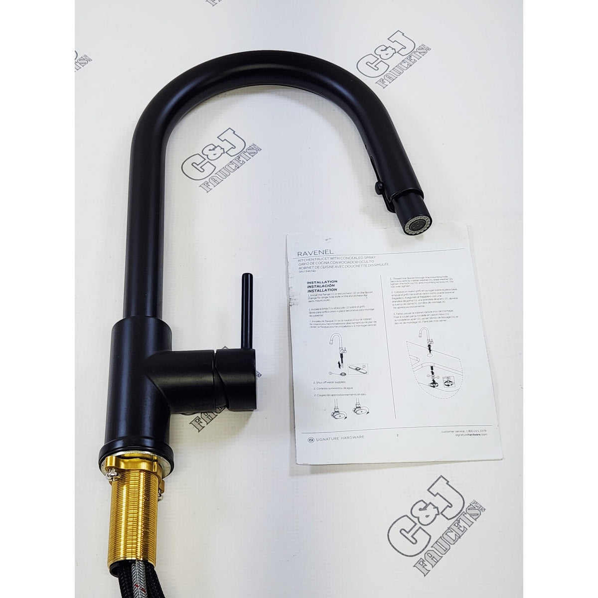 Signature Hardware 445046 Ravenel Pull-Down Kitchen Faucet - Matte Black READ