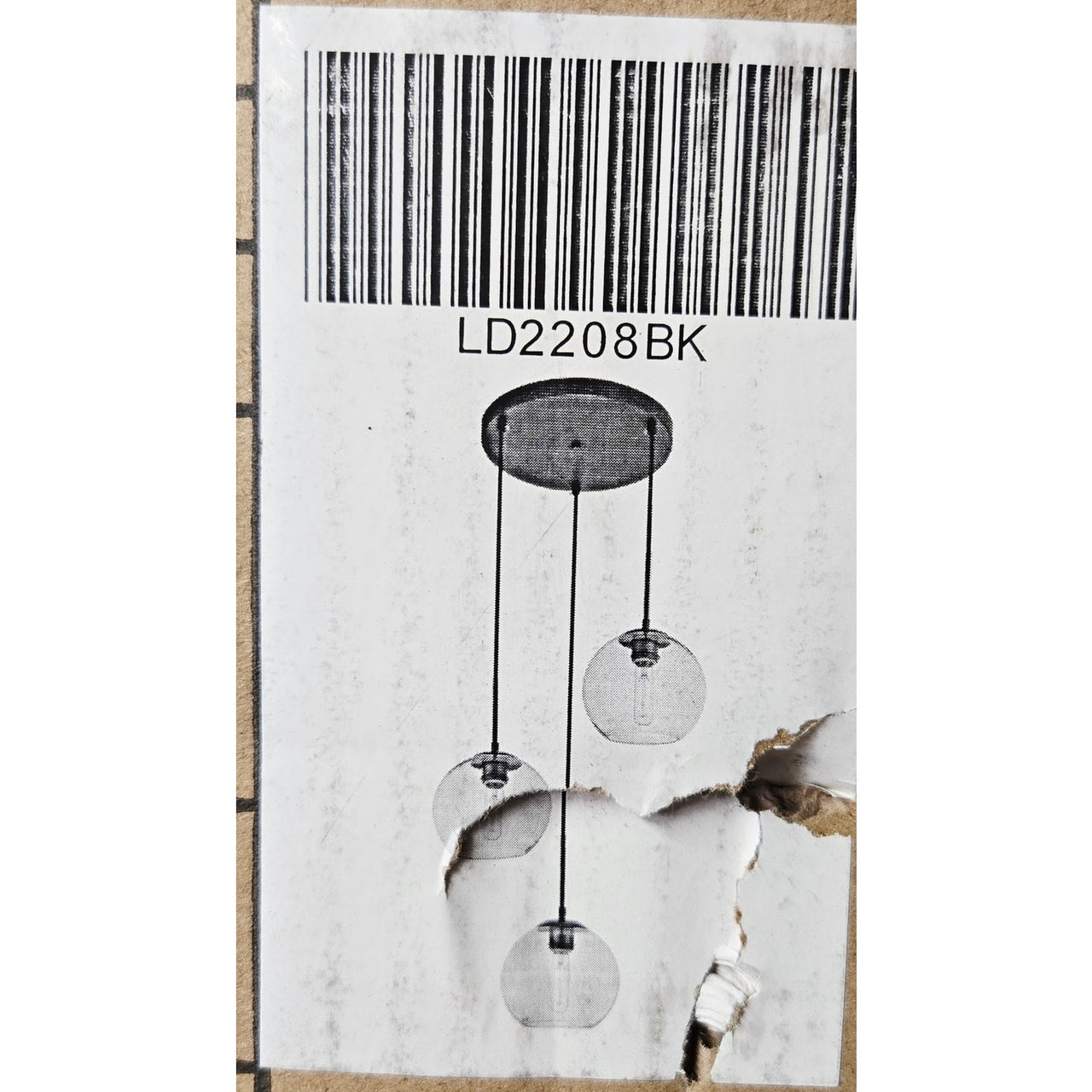 Elegant Lighting LD2208BK Baxter 3 Light 18" Multi Light Pendant - Black/Clear