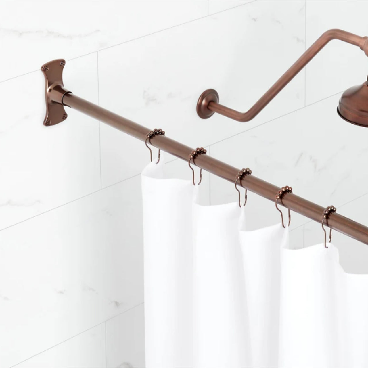 Signature Hardware 466752 72" Solid Brass Shower Rod - Oil Rubbed Bronze