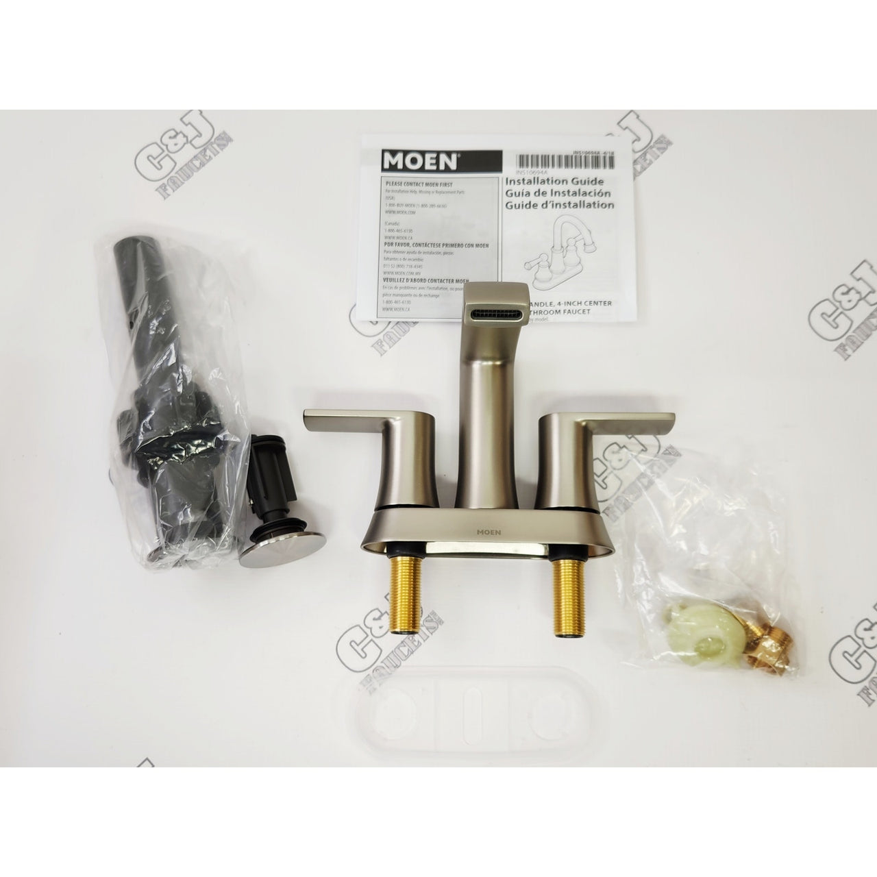 Moen 84764SRN Genta 4" Centerset Double-Handle Bathroom Faucet - Brushed Nickel