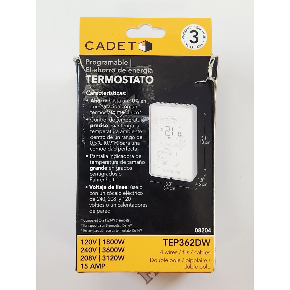 Cadet TEP362DW 5-2 Day Electronic Programmable Thermostat - White