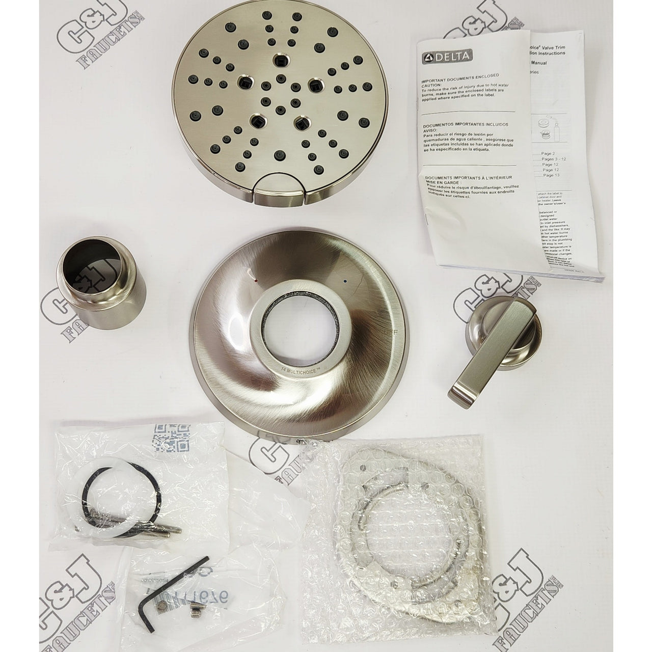 Delta T14289-SS-PR Tetra Showerhead and Valve Trim - Lumicoat Stainless READ