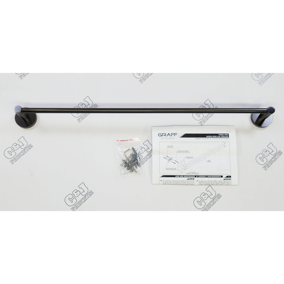 Graff G-9134-BOX 24" Wall Mounted Towel Bar - Brushed Onyx PVD
