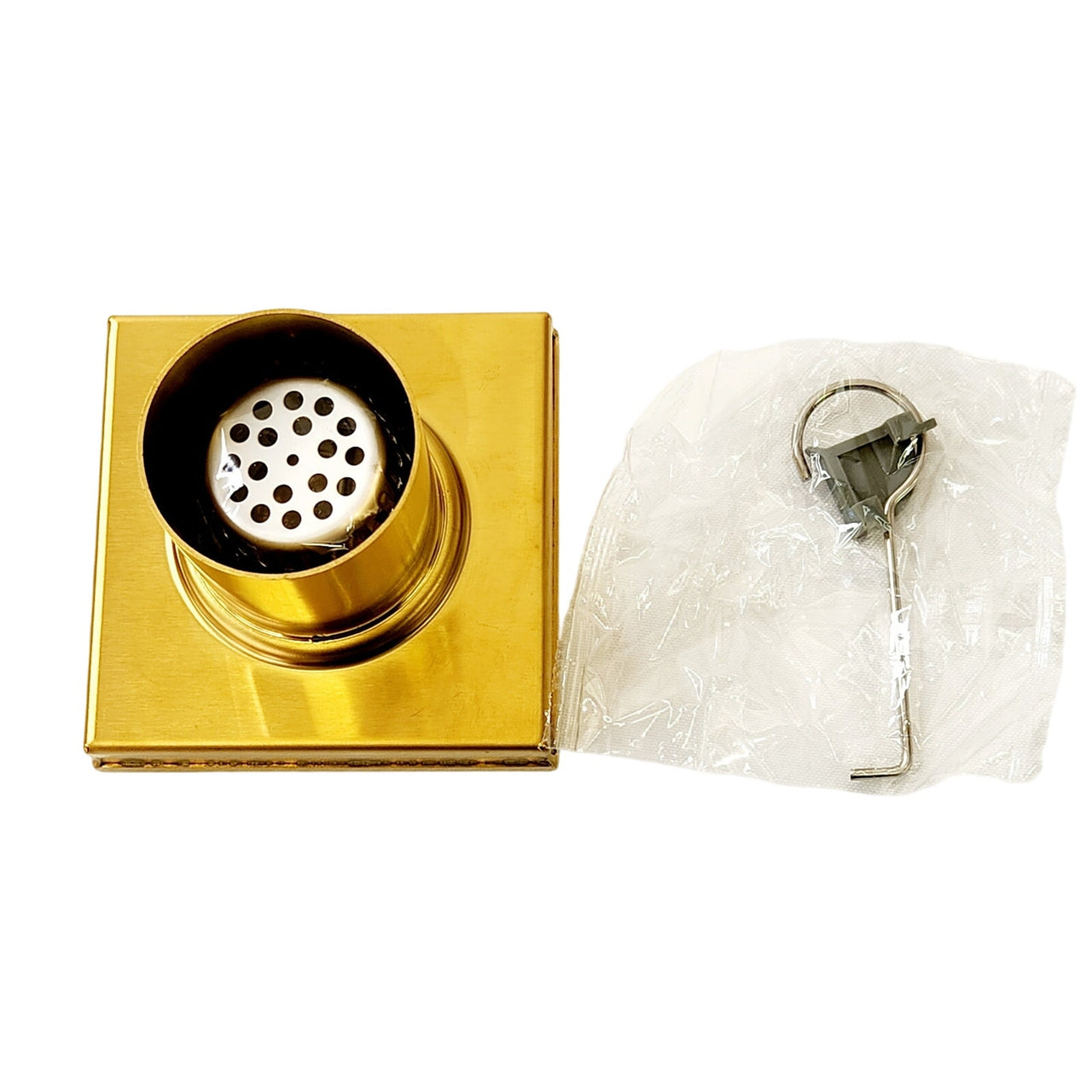 Signature Hardware 482709 Carmen 4" Square Tile-In Shower Drain - Brushed Gold