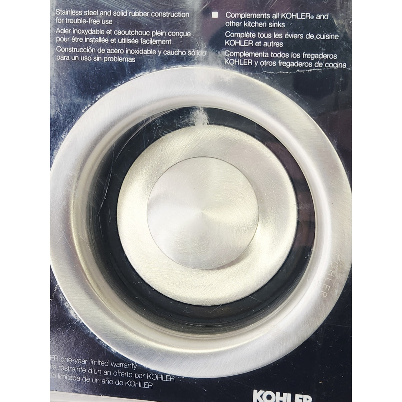 Kohler 11352-BS Solid Durable Disposal Flange and Stopper - Brushed Stainless