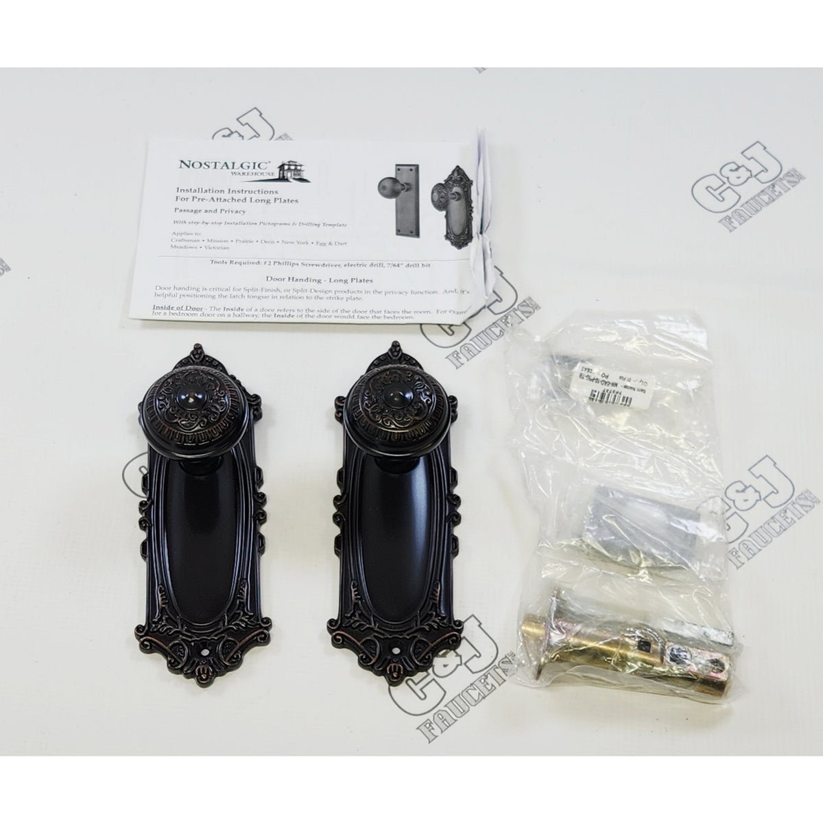 Nostalgic Warehouse NSTA4609 Victorian Passage Door Knob Set - Antique Brass