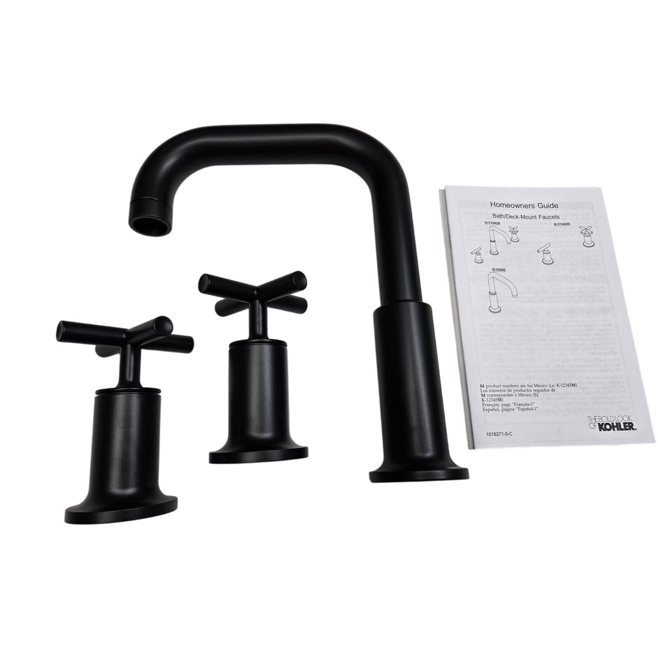 Kohler T14428-3-BL Purist Deck-Mount Bathtub Faucet Trim - Matte Black