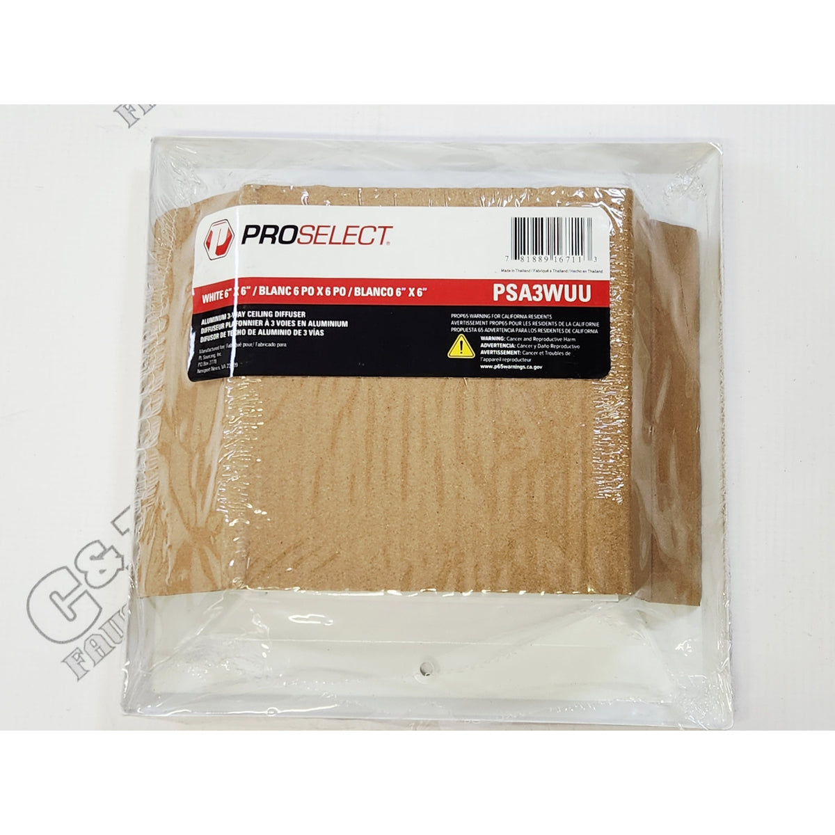 Proselect PSA3WUU 6" x 6" Ceiling Wall Diffuser 3 Way Air Flow Vent Cover White