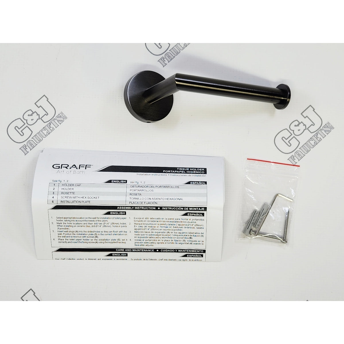 Graff G-9152-BOX Wall Mounted Toilet Paper Holder - Brushed Onyx PVD