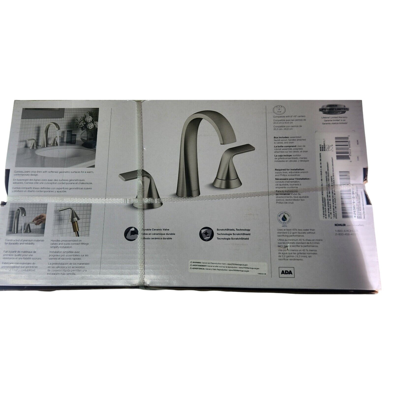Kohler R30579-4D-BN Cursiva Widespread Bathroom Faucet - Vibrant Brushed Nickel