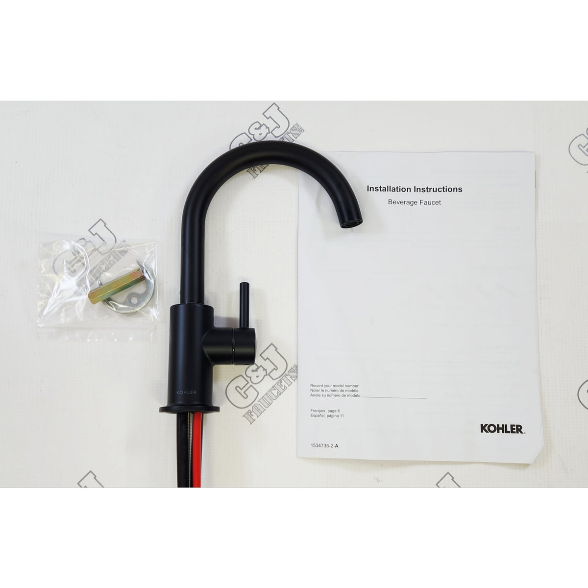 Kohler 26369-BL Contemporary Single Handle Beverage Faucet - Matte Black READ