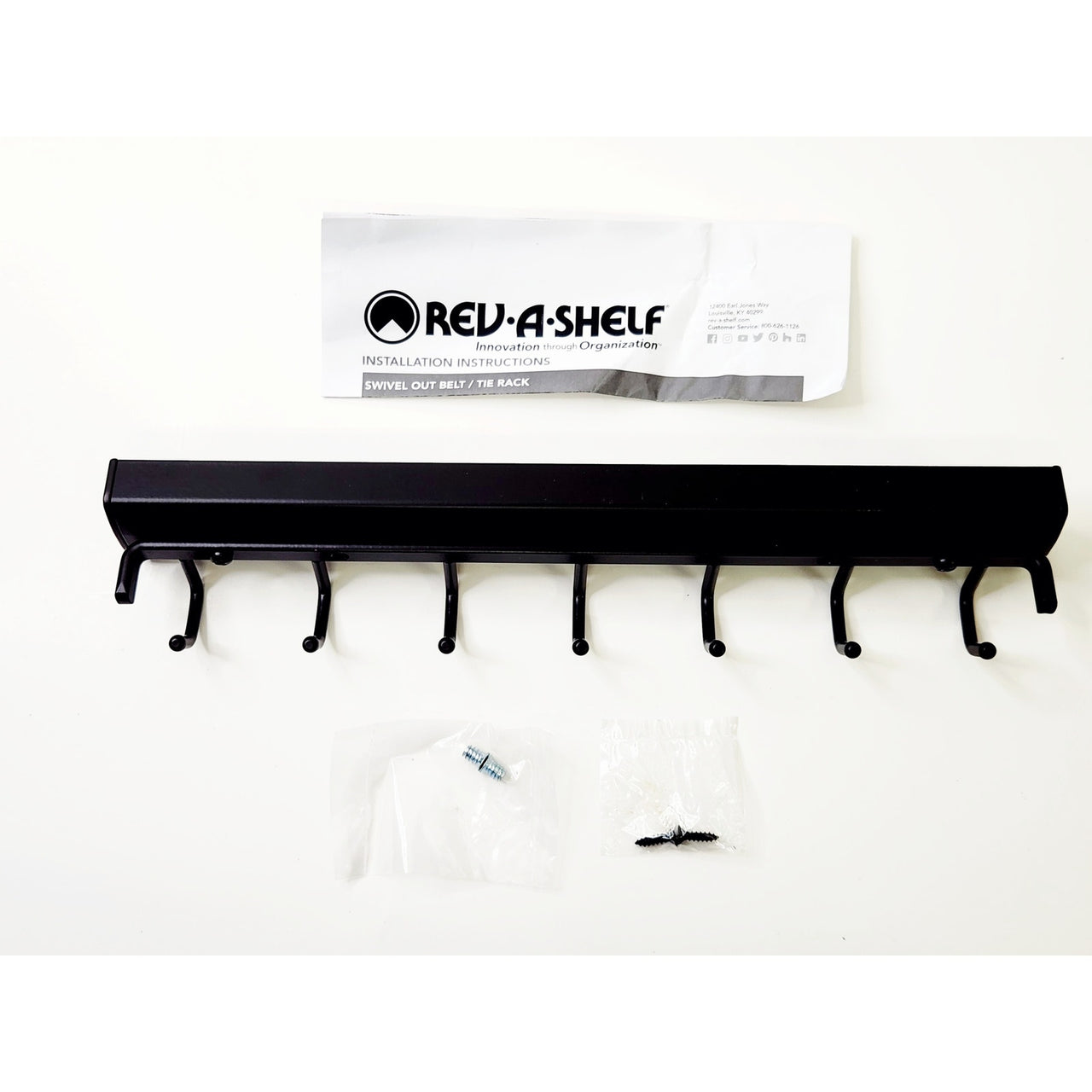 Rev-A-Shelf CSWBRSL-14-MB-1 Sidelines / Pullout Swivel Belt Rack - Matte Black
