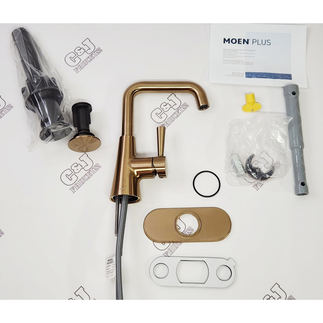 Moen 84024BZG Ronan Single Hole Bathroom Sink Faucet - Bronzed Gold READ