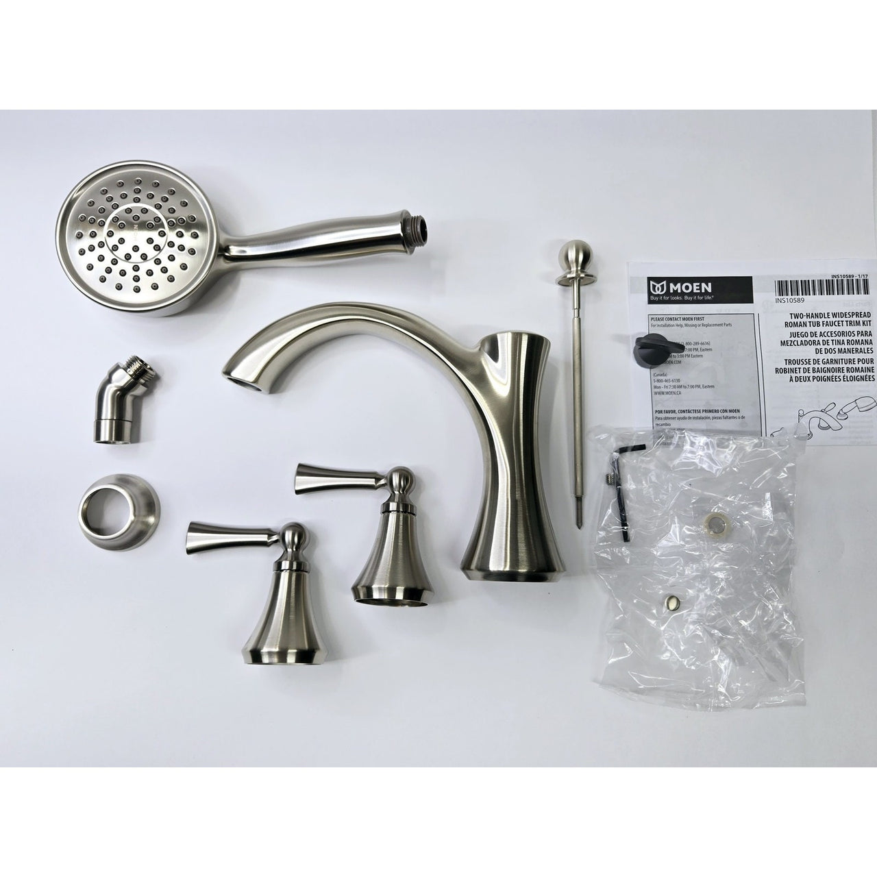 Moen T654BN Wynford 2-Handle Roman Tub Faucet with Handshower - Brushed Nickel
